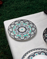 Ebony Symphony Dinner Set – Harmonious Elegance in Black, White & Teal (22 / 30 / 43 PCS)