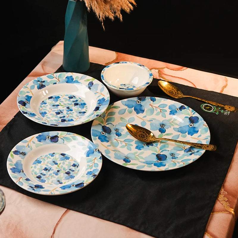 Sea of Blue Dinner Set – Coastal Florals with Fresh, Timeless Elegance (22 / 30 / 43 PCS) - Habitt