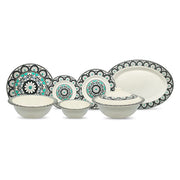 Ebony Symphony Dinner Set – Harmonious Elegance in Black, White & Teal (22 / 30 / 43 PCS) - Habitt
