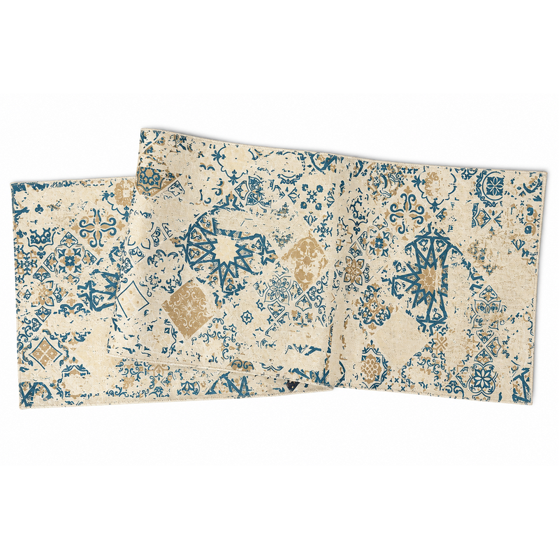 Tile Blue Screenprinted Table Runner – Midnight Marrakech 26
