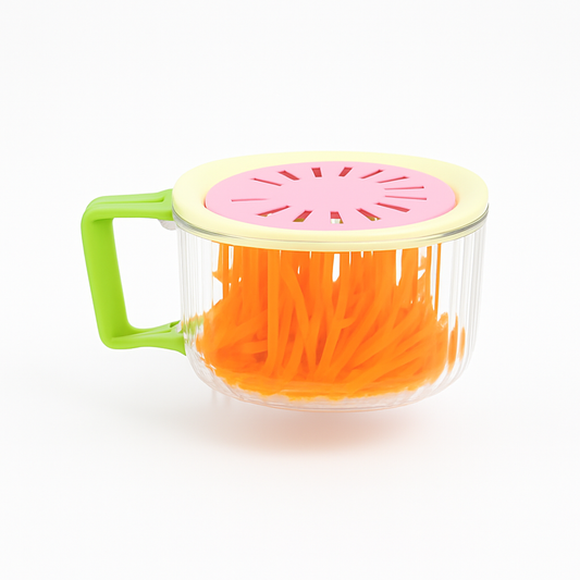 1Pc Handy Fruit Bowl with Detachable Drain Lid – Quick Rinse & Serve Bowl