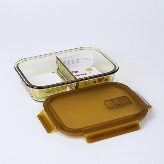 Rectangular Glass Storage Box – 1000ml – CSB-09 (Amber, 2-Compartment)