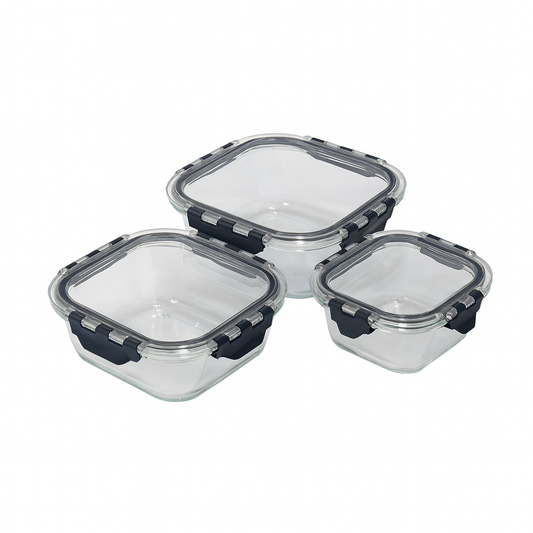 3-Piece Glass Food Storage Box Set – 380ml, 520ml & 800ml
