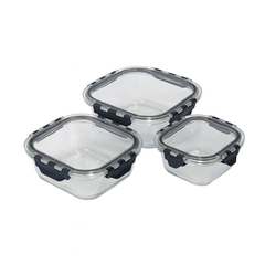 3-Piece Glass Food Storage Box Set – 380ml, 520ml & 800ml
