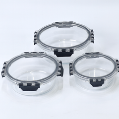 3-Piece Round Glass Storage Container Set – 420ml, 650ml & 950ml – KD-06