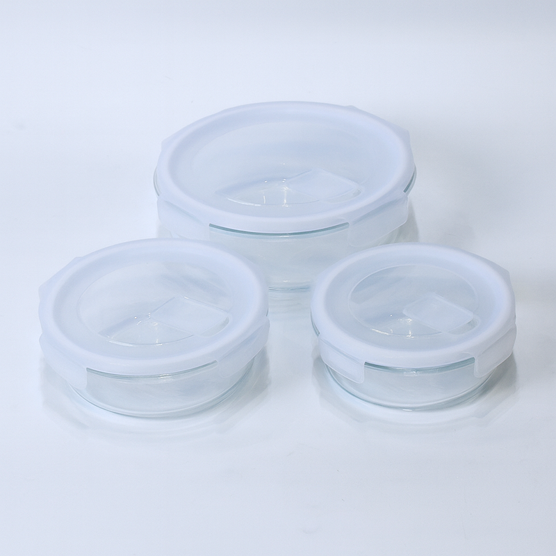 3 Pcs Round Glass Food Storage Container Set – 420ml, 650ml & 950ml – KD-07 - Habitt