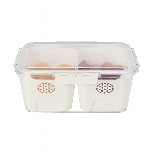Storage Box with Drain Basket – Dual Compartment Organizer