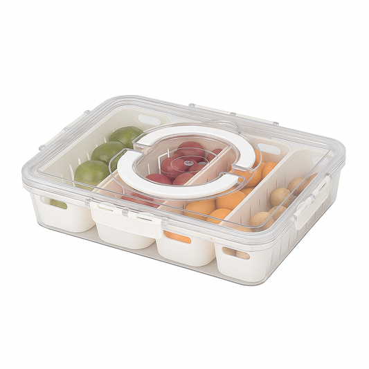 Storage Box with Drain Basket – Multi-Grid Organizer