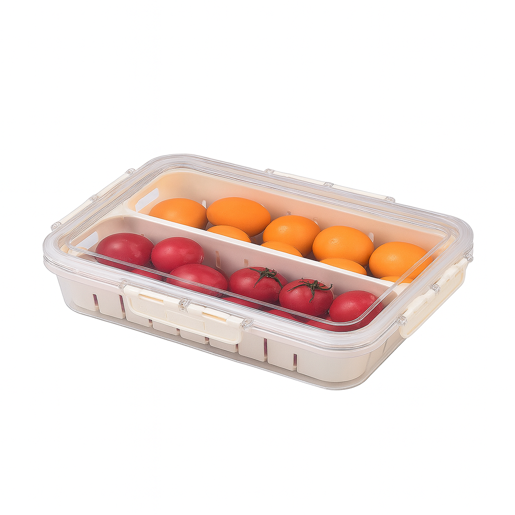 Storage Box with Drain Basket – Dual Compartment Design