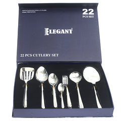 Elegant 22-Piece Gold & Silver Cutlery Set – Premium Stainless Steel Flatware with Gift Box