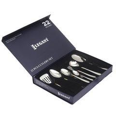 Elegant 22-Piece Gold & Silver Cutlery Set – Premium Stainless Steel Flatware with Gift Box