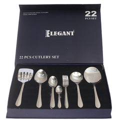 Elegant Silver 22-Piece Cutlery Set – Premium Stainless Steel Flatware with Gift Box (Tree Design)