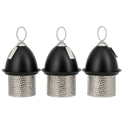 Iron Serving Tray with Dome Cover – Hammered Silver Base & Black Top
