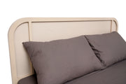 Harold Queen Bed – Solid Wood Frame with Upholstered Headboard - Habitt