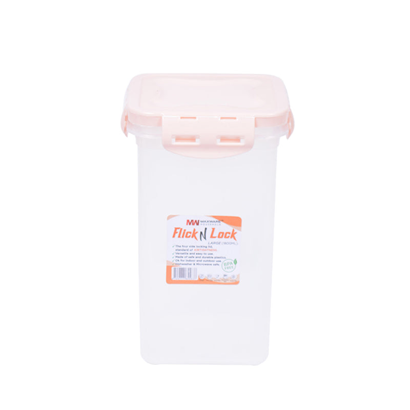 1pc Flick & Lock Large – 1800 ml Airtight Food Storage Jar (White, Pink, Beige, Grey Lid Options) - Habitt