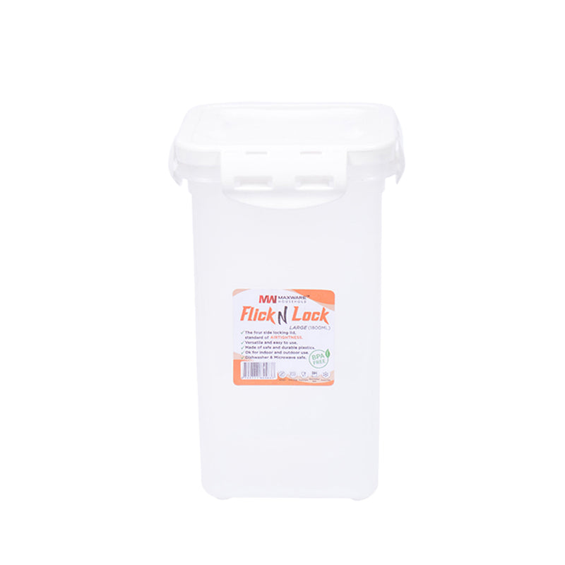 1pc Flick & Lock Large – 1800 ml Airtight Food Storage Jar (White, Pink, Beige, Grey Lid Options) - Habitt