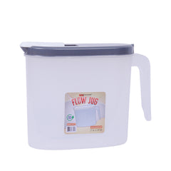 1pc Flow Jug – 1500 ml Plastic Water & Juice Jug with Easy-Pour Lid (White, Grey, Pink, Beige)