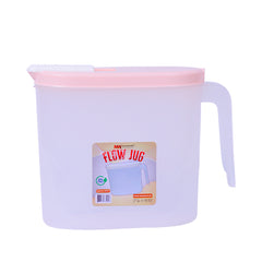 1pc Flow Jug – 1500 ml Plastic Water & Juice Jug with Easy-Pour Lid (White, Grey, Pink, Beige)