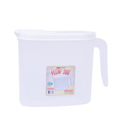 1pc Flow Jug – 1500 ml Plastic Water & Juice Jug with Easy-Pour Lid (White, Grey, Pink, Beige)