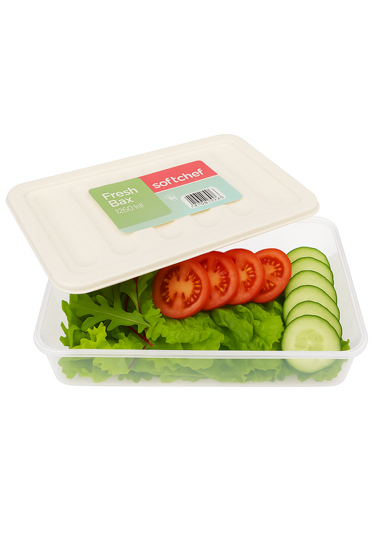 Fresh Box 1200ml – Airtight Food Storage Container with Lid (White/Grey)