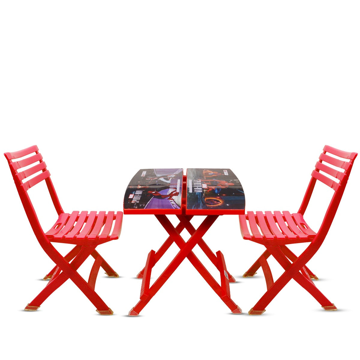 FunFold Kids Table & Chair Set – Foldable 2 Chairs with Table (Magenta, Red, Blue, Yellow) Play & Study Furniture - Habitt