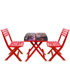 FunFold Kids Table & Chair Set – Foldable 2 Chairs with Table (Magenta, Red, Blue, Yellow) Play & Study Furniture - Habitt