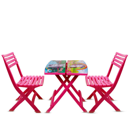 FunFold Kids Table & Chair Set – Foldable 2 Chairs with Table (Magenta, Red, Blue, Yellow) Play & Study Furniture - Habitt