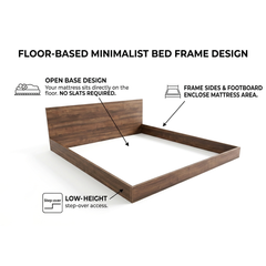 Zen King Size Floor Bed – Minimalist Solid Wood Design - Habitt