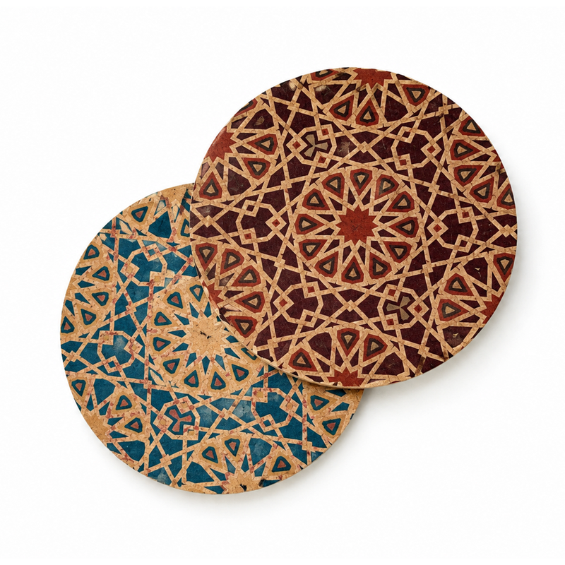 Teal Blue Printed Coaster 3.5 Inches – Midnight Marrakech 26