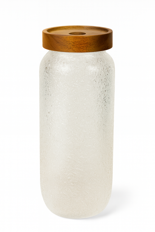 Hammer Grain Acacia Wood Glass Jar – 500ml & 700ml