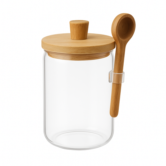 Glass Jar with Spoon – Small, Medium, Large
