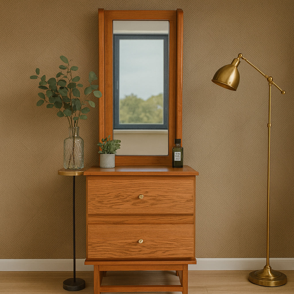 Harry N Dresser – Modern Wooden Vanity with Mirror & Storage Drawers
