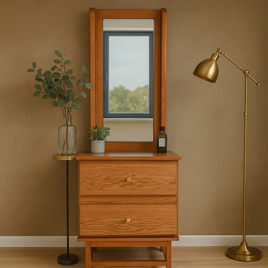 Harry N Dresser – Modern Wooden Vanity with Mirror & Storage Drawers