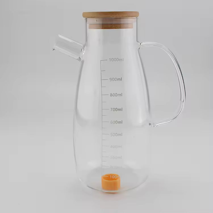 1000ML Glass Oil Bottle with Handle & Measuring Scale - Habitt