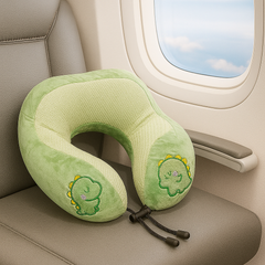 Travel Neck Pillow with Cute Design – Variant: Blue, Grey, Green, Purple, Pink