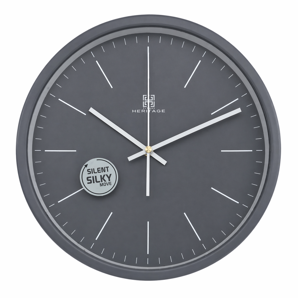 Heritage Pastel Grey Silent Sweep Wall Clock – Modern Minimalist Plastic Frame, Quiet Non-Ticking Home & Office Clock - Habitt