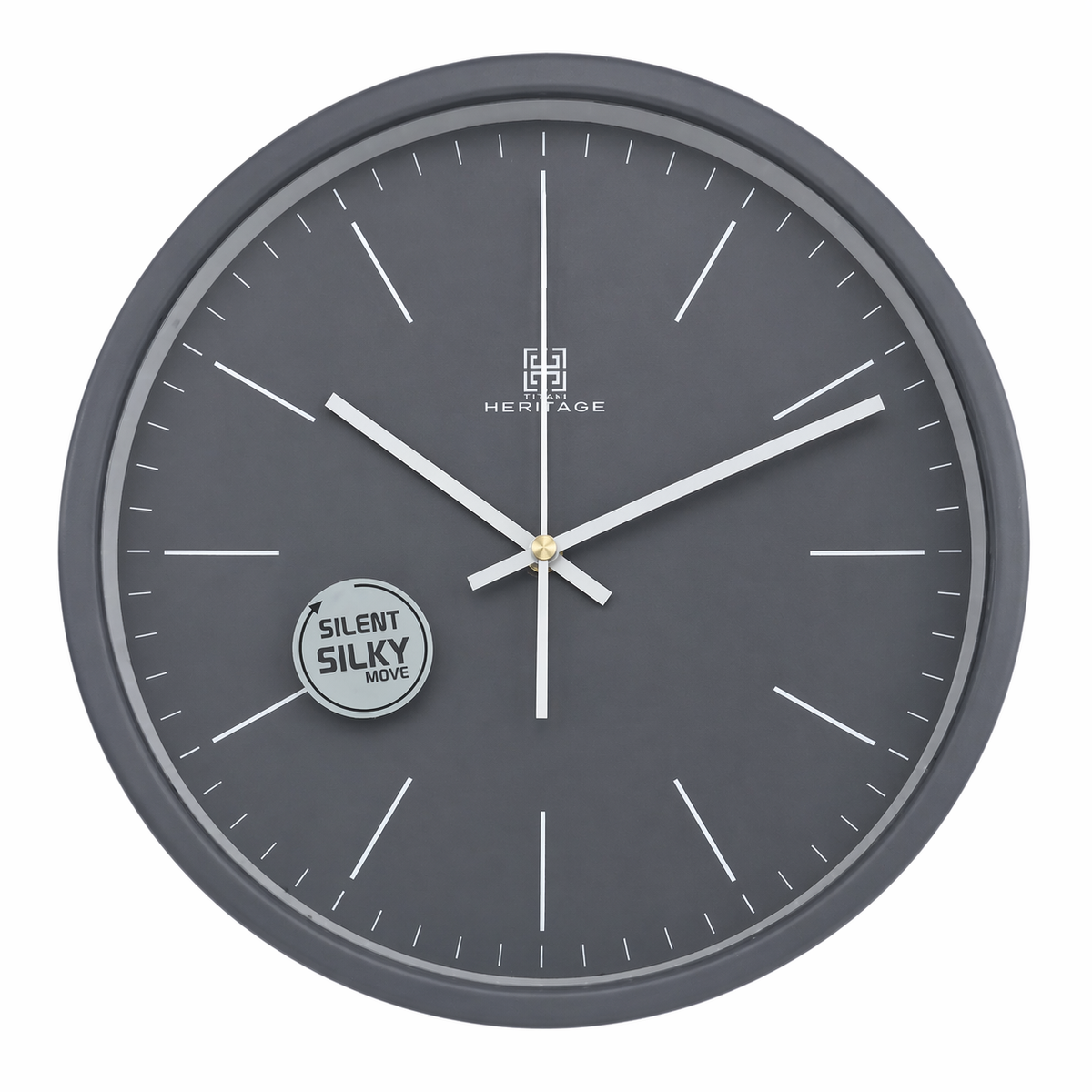 Heritage Pastel Grey Silent Sweep Wall Clock – Modern Minimalist Plastic Frame, Quiet Non-Ticking Home & Office Clock - Habitt
