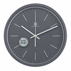 Heritage Pastel Grey Silent Sweep Wall Clock – Modern Minimalist Plastic Frame, Quiet Non-Ticking Home & Office Clock - Habitt