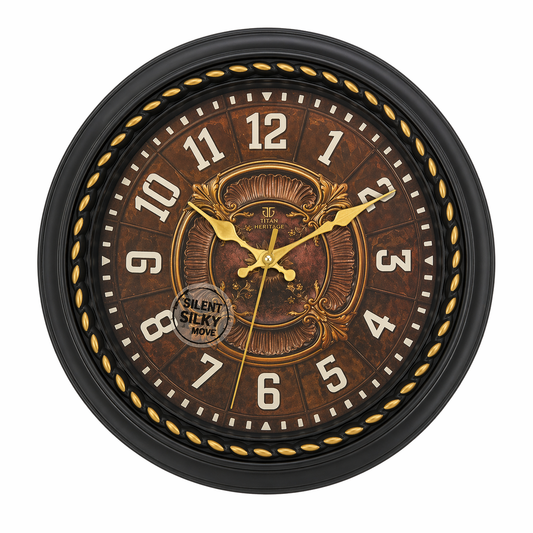 Titanic Wall Clock – Antique Brown & Gold Design with Eagle Emblem and Plastic Frame, Silent Quartz Movement - Habitt