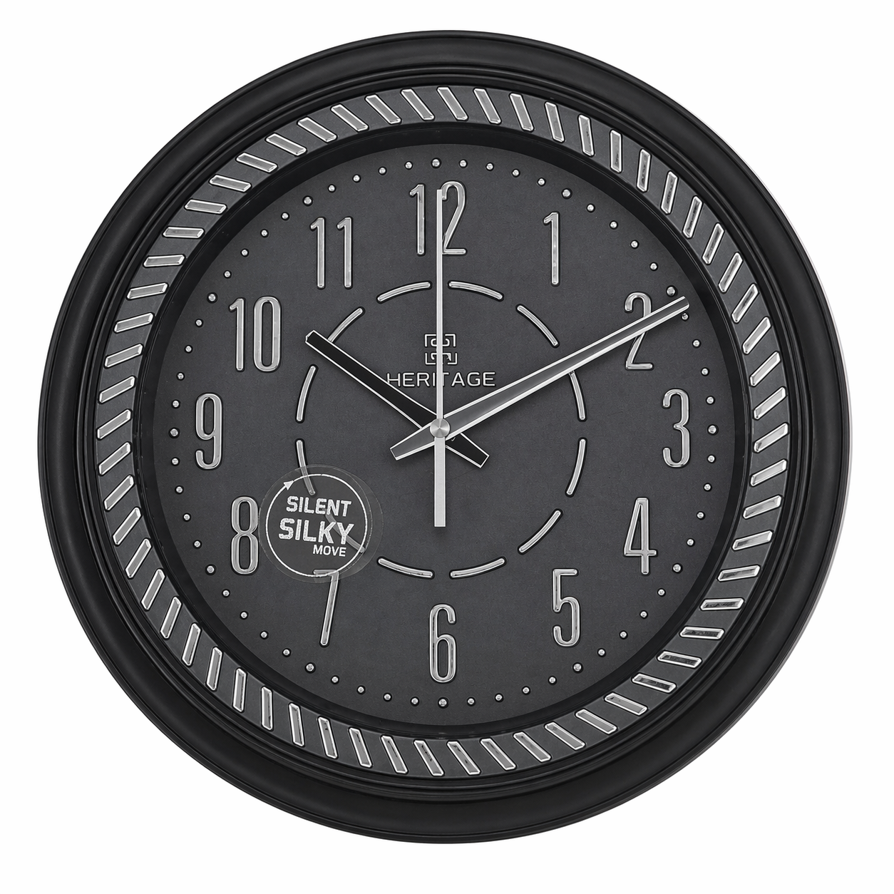 Heritage Vintage Wall Clock 15" – Black & Gold Plastic Wall Clock - Habitt