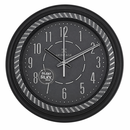 Heritage Vintage Wall Clock 15" – Black & Gold Plastic Wall Clock - Habitt