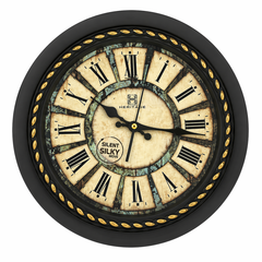Vintage Heritage Wall Clock Oreo-2 13.75" – Classic Roman Numeral Antique Style Wall Clock with Black & Gold Frame - Habitt