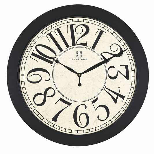 Classic LETEX 24" Wall Clock – Black Plastic Frame with Vintage Cream Dial - Habitt