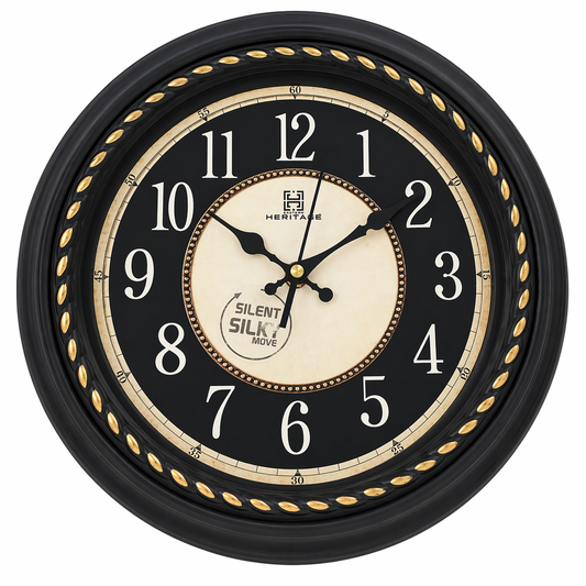 Titanic Wall Clock – Black & Gold Vintage Design with Plastic Frame, Silent Quartz Movement - Habitt