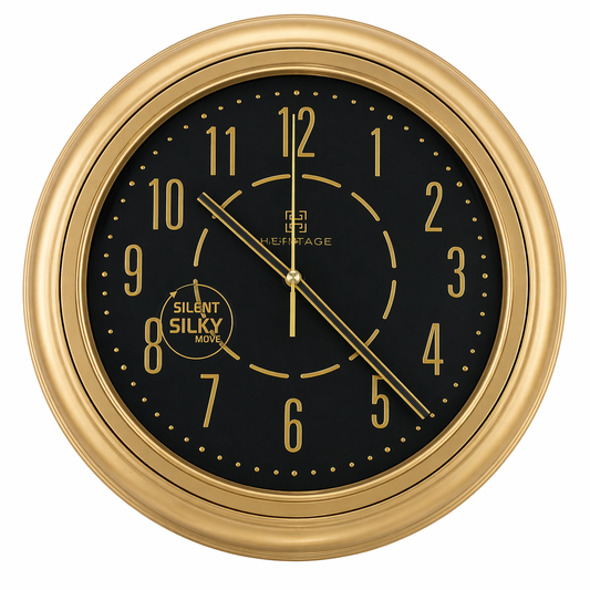 Heritage Vintage Wall Clock 15" – Classic Gold & Black Decorative Timepiece - Habitt