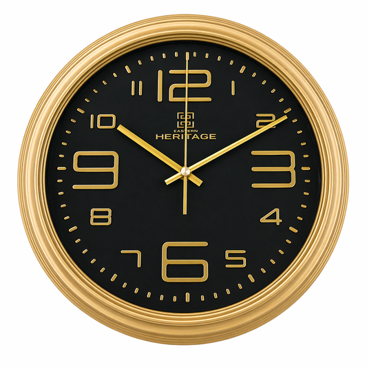 Heritage 15-Inch Luxury Gold Wall Clock with Silent Sweep Movement – Modern Decorative Plastic Frame Clock for Home & Office - Habitt