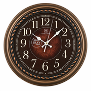 Heritage 14.25-Inch Vintage Style Wall Clock – Silent Sweep Quartz, Classic Brown Dial with Ornate Plastic Frame - Habitt