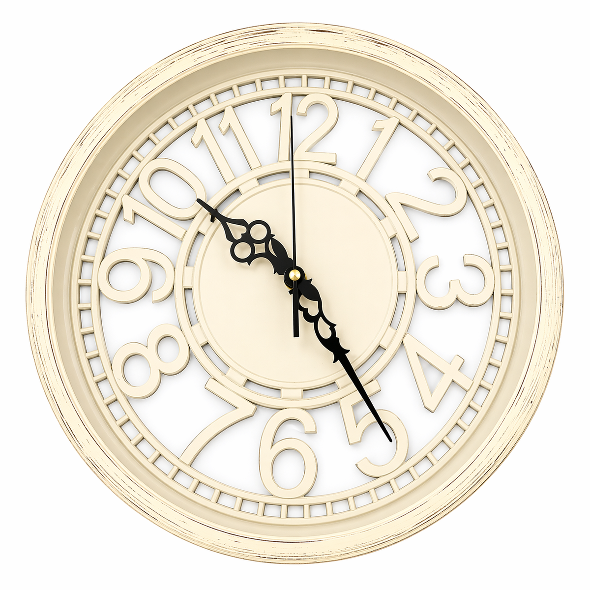 Heritage Cambridge Classic Wall Clock 15 x 15 Inch – Elegant Vintage Cream Dial with Raised Numerals (Plastic) - Habitt