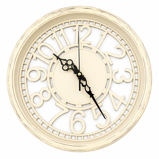 Heritage Cambridge Classic Wall Clock 15 x 15 Inch – Elegant Vintage Cream Dial with Raised Numerals (Plastic) - Habitt