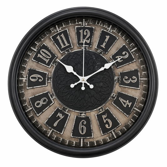 Heritage Wall Clock Trax – 14.50 Inch Premium Dark Plastic Decorative Wall Clock - Habitt